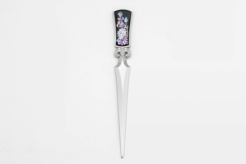 Store-Play Inlay with Mother of Pearl Metal Steel Office Knife Hand Cutter Blade Envelope Letter Opener (Hydrangea) - Image 2